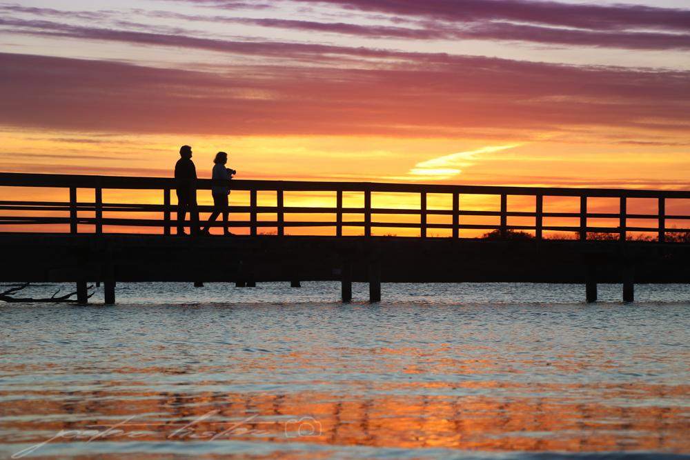 Urunga Sunrise People on Boardwalk